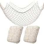 2 Pack Fish Net Decorations for Party,Natural Cotton Hawaiian Party Fishing Net Decorative, Nautical Themed Cotton Fishnet Under The Sea Pirate Party Ocean Beach Decor