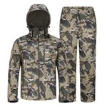 UIIHUNT Hunting Clothes for Men with Fleece Lining: Safety Strap Compatible Water Resistant Silent Hunting Jacket and Pants, Tree Camo, Large