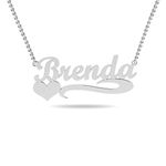 Silver Style Customized Personalized Sterling Silver Name With Heart Necklace For Women's And Teen