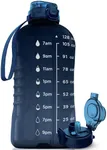 AQUAFIT 128 oz Water Bottle with Time Marker - 2in1 Straw & Chug Lid - BPA Free Big Water Bottle with Straw - Gym Water Bottle with Strap - Water Jug (128 Ounces, Nebula)