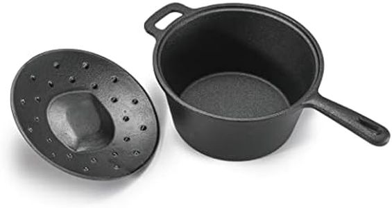 COMMERCIAL CHEF 2 Quart Cast Iron Saucepan, Dutch Oven Cast Iron Saucepan with Lid and Looped Handle, Camping Cookware & Sauce Pan for Indoor & Outdoor Recipes