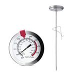 12 inch Deep Fry Oil Thermometer with Clip Instant Read Dial Candy Thermometer 12'' Stainless Steel Stem Meat Thermometer Cooking Thermometer for Turkey, BBQ, Grill