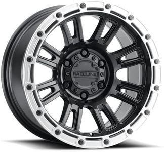 Raceline Wheels 956BS COMPASS Satin Black W/Silver Ring Wheel (18 x 9. inches /6 x 139 mm, 18 mm Offset)