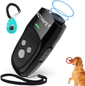 nzonpet Anti Barking Device, Ultrasonic Dog Barking Deterrent Devices, Rechargeable 3 Frequency Bark Control Device Effective Control Range of 16.4 Ft with LED Flashlight and Wrist Strap(Black)