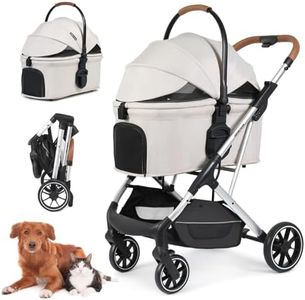 Beberoad Pets T6 Luxury Pet Stroller for Medium Dog Under 66lbs or 2 Small Dogs & Cats, Foldable and Carrier -Detachable (Beige)