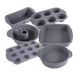 Silicone Bakeware Set Set Nonstick Baking Pans Cake Molds Set for Baking Including Baking Pan, Cake Mold, Cake Pan, Toast Mold, Pizza Pan Bundt Pans Cupcake Mold Silicone Baking Cups Set (Grey)