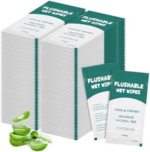 Flushable Wipes Bulk, Individual Wrapped Fragrance Free Plant Based Wet Wipes Feminine Travel Size Portable Adults Men Woman Toilet Mini Personal Hygiene Wipe for Butt, Hands, Face Cleaning (100 Pack)