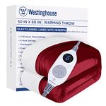 Westinghouse Electric Blanket Throw Heated Blanket with 6 Heating Levels and 2-10 Hours Time Settings, Flannel to Sherpa Super Cozy Heated Blanket Machine Washable, 50x60 inch, Charcoal