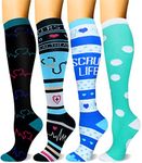 4 Pairs Compression Socks for Women & Men - Best Support for Medical, Circulation, Nurses, Running, Travel