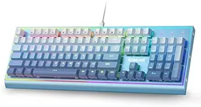 Redragon K654 RGB Gaming Keyboard, 104 Keys Wired Mechanical Keyboard w/Weighted Aluminum Frame, 3.5mm Sound Absorbing Foams, Upgraded Hot-swappable Socket, Mixed Color Keycaps, Bluemade