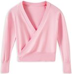 DANSHOW Girls Ballet Wrap Tops Kids Dance Cardigans, Velvet Inne Dance Sweater Crossover Cardigan Dancewear(826-08-L)