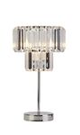 Lighting Collection Elegant and Classy 1 Light 2 Tier Crystal Like Clear Table Lamp, Chrome Base