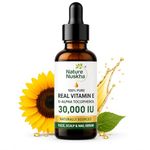 Nature Nuskha Real Vitamin E Oil 30,000 IU | Undiluted D-Alpha Tocopherol Serum | Purity Tested | For Skin Glow, Hair Fall Control and Strengthening Nails | Non-GMO Certified | 30 ml
