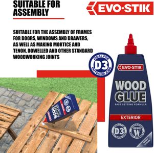 EVO-STIK Exterior Wood Glue 1L – Weatherproof, Extra Strong, Fast Setting