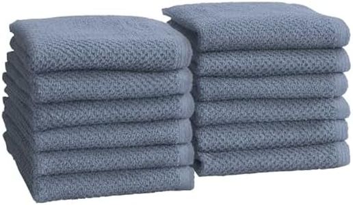 Great Bay Home Blue Washcloth- 100% Cotton 12-Pack 13x13 Wash Cloth - Absorbent, Quick-Drying, Durable Face Towels for Bathroom Decor - Low-Twist, Two-Ply Fibers (Chambrey Blue)