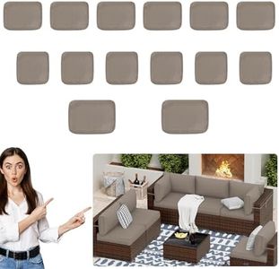 VEGNIC Outdoor Cushion Slipcovers, Patio Cushion Covers Replacement with Ties and Zipper, Waterproof Outdoor Sofa Cushion Covers for Patio Furniture (Khaki, 14PCS)