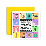 Huxters Guess the 1960's Movie 60th Birthday Card for Him Men and Birthday Card for Her Friend Women Female Mum Dad Nana Quiz Card - (60's Film)