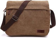 LOSMILE Men's Messenger Bag, Canvas Shoulder Bags, 13.3" Laptop Bags for Work and School,Cross-Body Bags.(COFFEE)