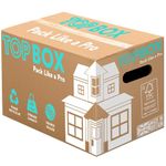 TOPBOX 10 Large Strong 48L Cardboard Boxes For Moving House - 53cm X 30cm X 30cm - Double Walled For Strength & Durability, Recyclable Storage Packing Removal Box With Room List And Handles