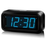 Alarm Clock, LED Digital Clock, Constantly 1.2inch Blue Digits Display, Battery Powered, Snooze, Small Wall Clock, Simple Clock, Clock for Bedroom, Alarm Clock for Heavy Sleepers Adults