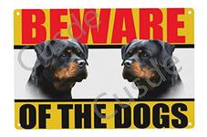 Warning Sign Rottweiler Beware of The Dogs Metal Tin Sign Security Warning Guard Dog Sign Vintage Wall Art Farmhouse Home House Yard Plaques 8x12 Inch