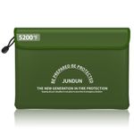 JUNDUN Fireproof Document Bag with 5200℉ Heat Insulated,14.0”x10.4” Waterproof and Fireproof Money Bag,8 Layers Thickened Fire Safe Storage Bag Pouch with Zipper for Document,Money and Cash,Green