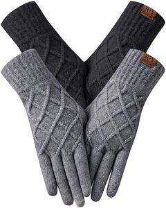 REACH STAR 2 Pairs Winter Gloves for Women Men, Touch Screen Elastic Thermal Knit Lining Warm Gloves for Cold Weather, For Hiking Running Driving Gifts