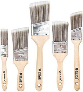 5 Piezas Juego de Pinceles de Pintura, Madera Cepillo de Pintura Set, Cepillo de Cera de Pintura de Tiza, Pincel Sintético, Pincel de Barniz con Mango de Madera para la Pintura de Muebles