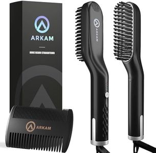 Smoothing Brush, Beard Straightener for Men with Anti-scald Function, 30s Fast Ceramic Heating, 3 Heat Settings, 150°C - 210°C, Double Comb and Travel Case - Costume Accessories and Care Gifts for Men
