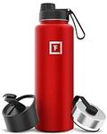 Insulated Water Bottle with Spout Lid - 40 Oz (3 Lids) - Cold 24hrs & Hot 12hrs Drinks - Vacuum Leakproof Double Walled Stainless Steel - Travel Sports Gym Camping & Hiking Hydration Flask