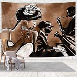 NYMB American Woman Jazz Tapestry, African Afro Black Girl Singing Jazzist Music Afrocentric Black Art Grunge Style Wall Tapestry Wall Hanging for Bedroom Aesthetic for Living Room Dorm, 60X40in