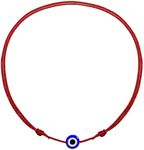 Luck Strings Evil Eye Red Cord Anklet Bracelet for Women Men Teen Girls Boys String Waterproof Adjustable Ankle Bracelets Minimalist Jewelry Unisex Beach, 8" min length - 16" max length, Polyester