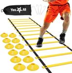 Yes4All Ultimate Combo Agility Ladder Training (Yellow) Set – Speed Agility Ladder Yellow 12 Adjustable Rungs, 12 Agility Cones & 4 Steel Stakes - Included Carry Bag