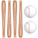 Lewtemi 6 Pcs Inflatable Baseball Bat and Ball Set Includes 4 Inflatable Bat and 2 Baseball Beach Ball Plastic Baseball Bat Baseball Party Favor for Kids and Adults Pool Beach Birthday Party Supplies