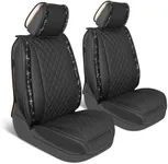 BlingStitch™ Car Seat Covers for Front Seats - Luxurious Black Vegan Leather Seat Covers for Cars with Black Bling Crystals, Premium Automotive Seat Covers for SUV, Trucks, Car Bling Luxury