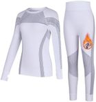 beautyin Kids Long Underwear Base Layer Winter Breathable Thermals Top Long Underwear Johns Set White/Grey