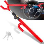 THASOK Car Steering Wheel Lock Anti-Theft Device, Upgraded Thicker Metal Pole High-Security Car Lock Universal, Adjustable The Club Steering Wheel Lock for Car/SUV/Truck/Van(Red)