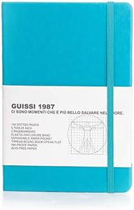 Guissi Classic Dotted Grid Bullet Notebook Journal Dot Hard Cover A5 Premium 80gsm Thick Acid-Free Paper with Fine Inner Pocket Faux Leather Office School Supplies 144 Pages Designed in Florence