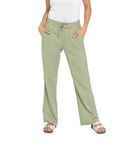 INSIGNIA Ladies Womens Casual Linen Trousers Cool Elastic Back Bottoms with Pockets (Khakhi, 16)