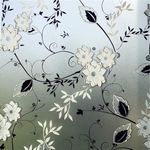 Hoonng Window Film Privacy Stained Glass, Pattern White/Black Flower, 44.5x200cm