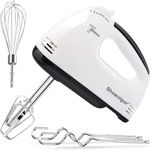 7-Speed Electric Hand Mixer, Handheld Electric Whisk with Turbo Boost, 304 Stainless Steel Beaters Dough Hooks & Whisk, One Button Eject Portable Food Mixer for Baking Cooking Cakes Dough Cream, White