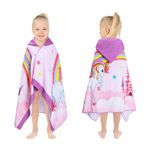 Decalsweet Unicorn Castle Hooded Towel for Kids,Soft Children's Bath Towel,Large Poncho Towel for Toddlers Girls Beach Swimming