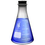 500ml Narrow Mouth Erlenmeyer Flask with Rubber Stopper, 3.3 Borosilicate Glass, Karter Scientific (Single)