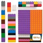 Strictly Briks Toy Building Block, Big Brick Tower Set for Ages 3 and Up, 100% Compatible with All Major Brands, Rainbow Colors, 12 7.5”x3.75” Base Plates and 96 Assorted Big Bricks, 108 Pieces