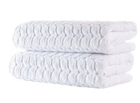 BAGNO MILANO Turkish Bath Towels, Soft Plush Jacquard Luxury Bath Towels, Quick Dry Towel Set (White, 2 pcs Bath Towel Set)