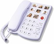 TelPal Big Button Corded Telephone with Speaker for Seniors Elderly, Amplified One Button Touch Picture Landline Phone for Old People, SOS Desk Telephones with Easy to Read Digit Numbers