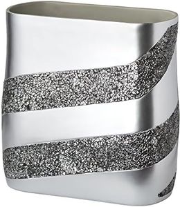 Creative Scents Silver Mosaic Bathroom Trash Can - Decorative Waste Basket for Bathroom - Durable Slim Small Garbage Can for Bathroom, Powder Room, Bedroom, Living Room Or Office - Space Friendly