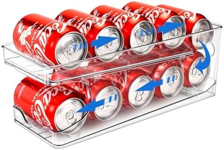 BingoHive Rolling Soda Can Organizer for Refrigerator Can Dispenser for Beer Soda Seltzer Pop Can Soda Organizer for 10 Standard Size 11.15oz or 12oz Cans Holder Storage Pantry Organization