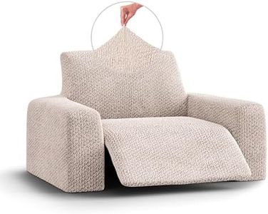 PAULATO BY GA.I.CO. Recliner Cover - Recliner Chair Cover - Recliner Slipcover - Soft Fabric Slipcover - 1-Piece Form Fit Stretch Stylish Furniture Protector - Velvet - Ivory (Recliner Cover)