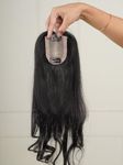 THE SHELL HAIR 2.5×3.5 New Silk Hair Topper - Human Hair Extensions - Natural Black (Without Bangs)